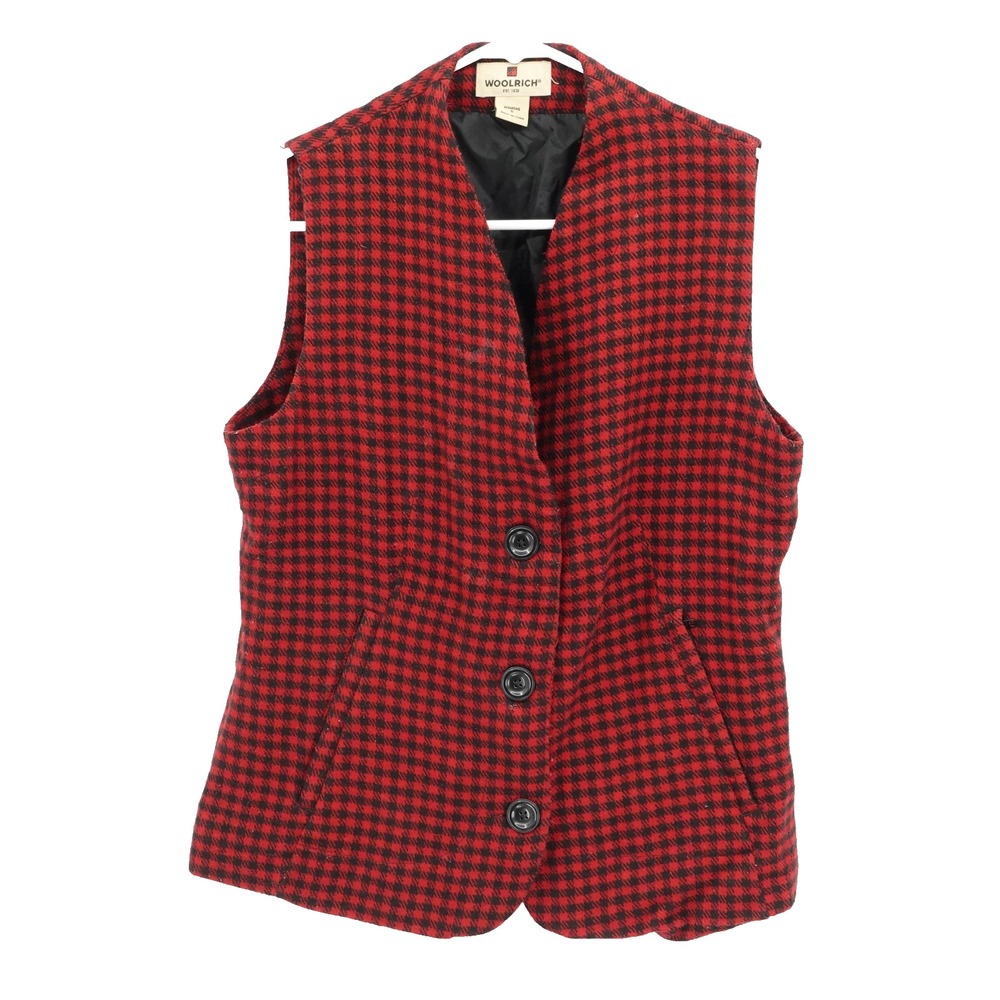 Woolrich Plaid Vest SZ S Wool Blend Cottagecore Heritage Americana Granola